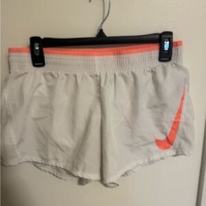 Nike White and Orange Athletic Shorts